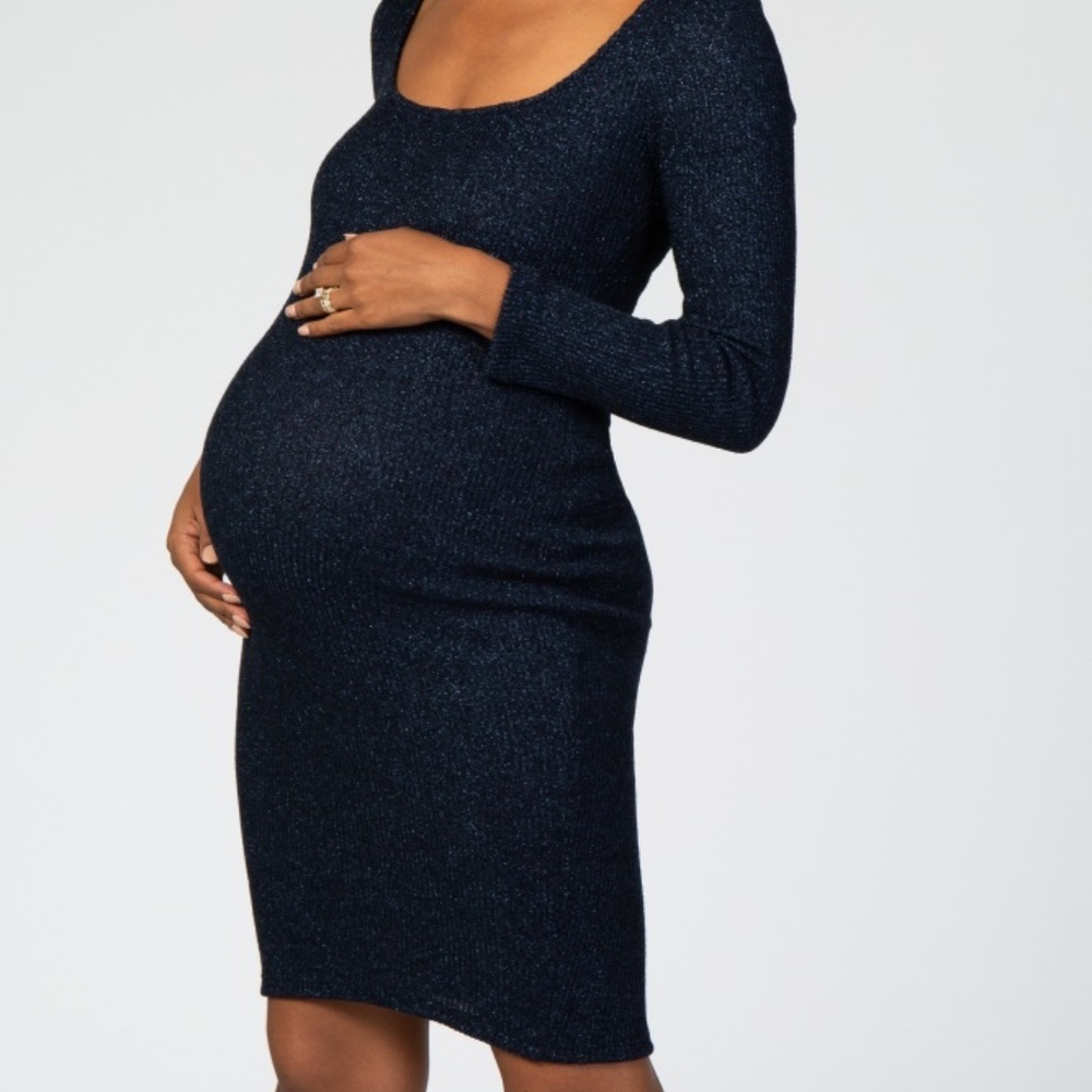 Blue Shimmer Maternity Dress